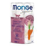 Вологий корм для кошенят Monge Supreme Kitten 80 г - тунець, кіноа та молода морква - masterzoo.ua