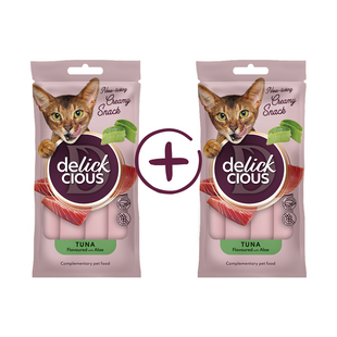 Ласощі для котів Delickcious Creamy Snack 1+1 шт 120 г - тунець та алоє - masterzoo.ua