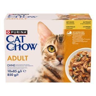 Набір вологого корму для котів Cat Chow Adult 10 шт х 85 г - курка та цукіні - masterzoo.ua