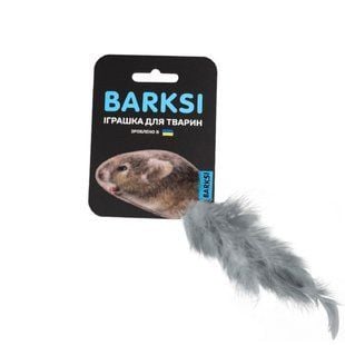 Іграшка для котів Barksi Полівка з пір'ям 7х5 см - коричневий - masterzoo.ua