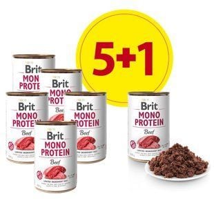 Набір вологого корму для собак Brit Care Mono Protein 5+1 шт х 400 г - яловичина - masterzoo.ua
