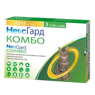 Капли на холку Boehringer Ingelheim NexGard Combo Spot-ON L от 2,5 до 7,5 кг 3 пипетки - masterzoo.ua