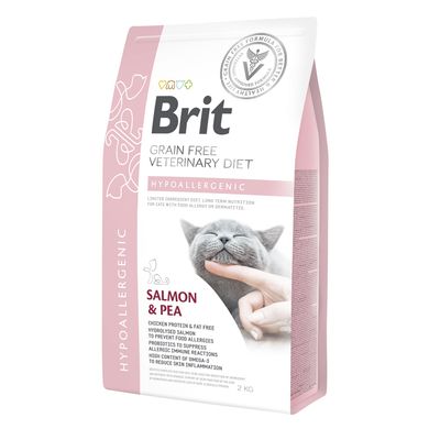 Сухой корм для кошек, при пищевой аллергии Brit GF Veterinary Diet Hypoallergenic 2 кг (лосось) - masterzoo.ua