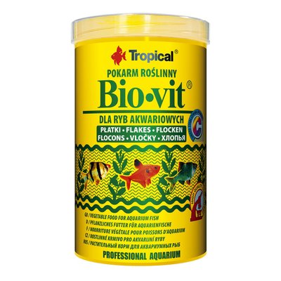 Сухой корм для аквариумных рыб Tropical в хлопьях «Bio-Vit» 1 л (для травоядных рыб) - masterzoo.ua