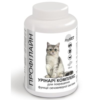 Вітамінно-мінеральна добавка для котів ProVET Профілайн Урінарі 180 табл, 145 г (для покращення функції сечовивідної системи) - masterzoo.ua