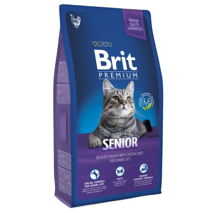 Сухой корм для пожилых кошек Brit Premium Cat Senior 8 кг - курица - masterzoo.ua