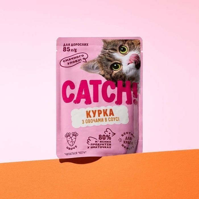 Упаковка вологого корму для котів Catch! 24 шт х 85 г - курка та овочі - masterzoo.ua