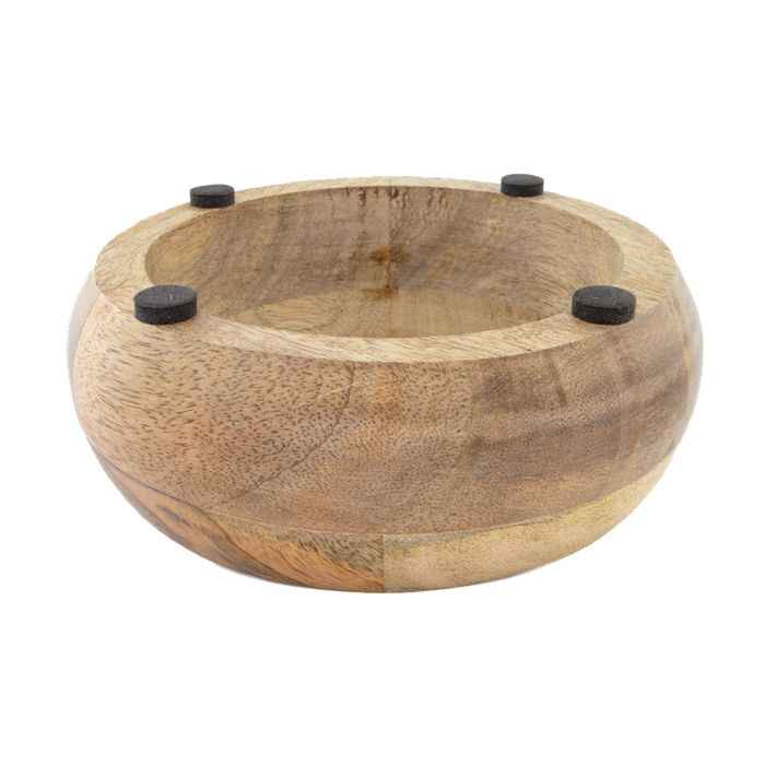 Миска металева ArjanImpex Wooden Holders With SS Insert Belly 370 мл - коричневий - masterzoo.ua