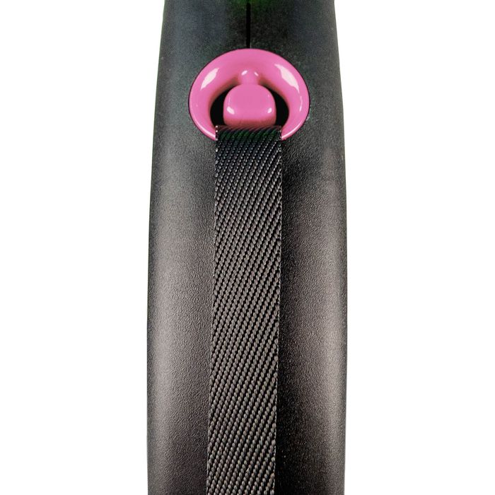 Повідець-рулетка Flexi BLACK DESIGN зі стрічкою L 5 м / 25 кг (рожева) - masterzoo.ua