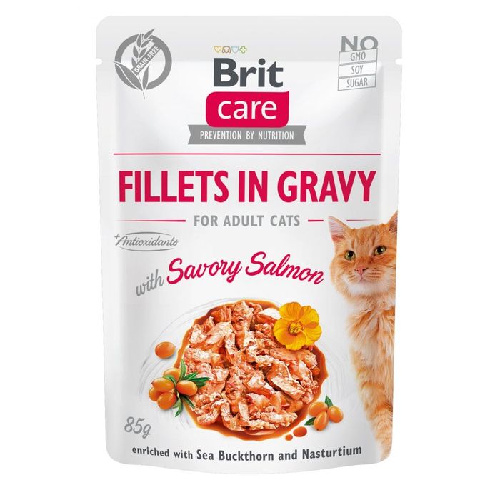 Влажный корм для кошек Brit Care Cat pouch 85g (филе лосося в соусе) - masterzoo.ua