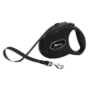 Повідець-рулетка для собак Flexi Leather M стрічка 5 м - чорний