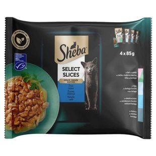 Набір вологого корму для котів Sheba Select Slices 4 шт х 85 г - рибне асорті - masterzoo.ua