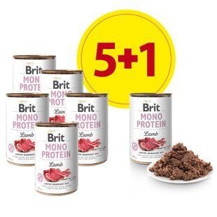 Набір вологого корму для собак Brit Care Mono Protein 5+1 шт х 400 г - ягня - masterzoo.ua