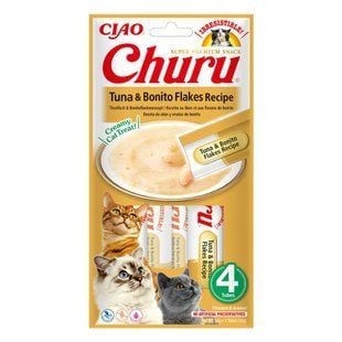 Лакомство для кошек Inaba Churu 4 шт х 14 г - тунец и хлопья бонито - masterzoo.ua