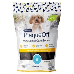 Лакомство для собак ProDen PlaqueOff Mini Dental Bones 342 г - арахисовая паста и банан - masterzoo.ua