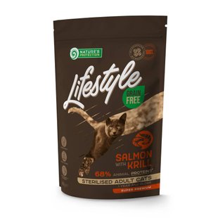 Сухой корм для кошек Nature's Protection Lifestyle Sterilised Grain Free 400 г - лосось и криль - masterzoo.ua