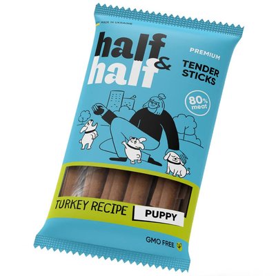 Лакомство для щенков Half&Half Tender Sticks Puppy 100 г - индейка - masterzoo.ua