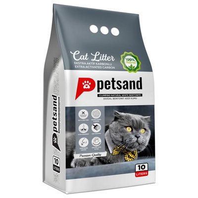 Наполнитель для кошачьего туалета Petsand Extra Activated Carbon Flat Bottom 10 л - бентонитовый - masterzoo.ua