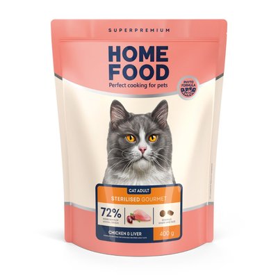 Сухий корм для котів Home Food Adult For Sterilised/Neutered Demanding 400 г - курка та печінка - masterzoo.ua