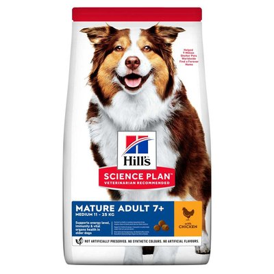 Сухий корм для дорослих собак середніх порід старше 7 років Hills Science Plan Mature Adult 7+ Medium Breed 14 кг (курка) - masterzoo.ua