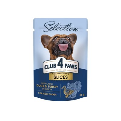 Влажный корм для собак Club 4 Paws Premium Selection pouch 85 г (утка и индейка) - masterzoo.ua