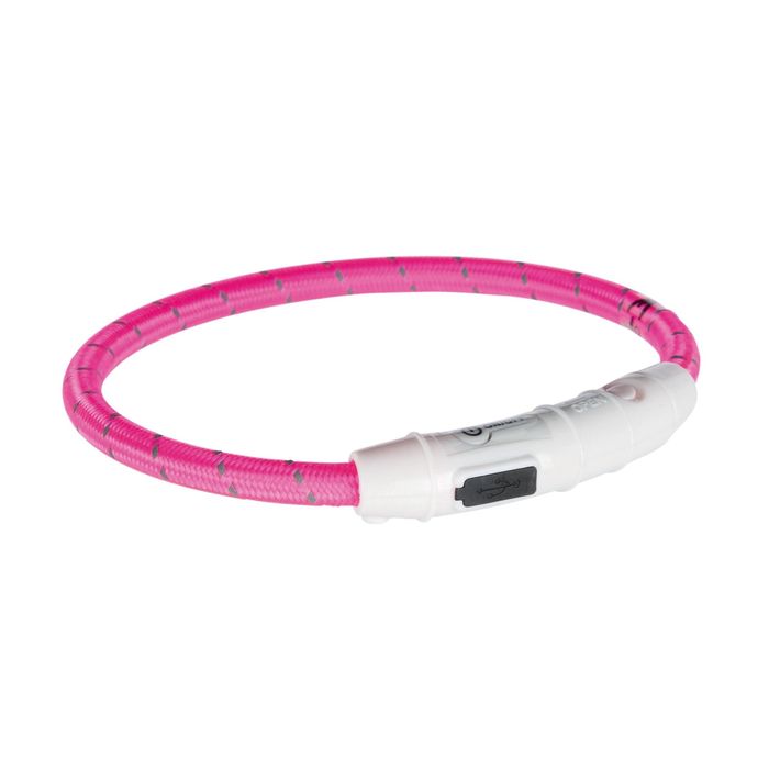Нашийник Trixie поліуретановий, що світиться USB «Flash» L-XL 65 cм / 7 мм (рожевий) - masterzoo.ua