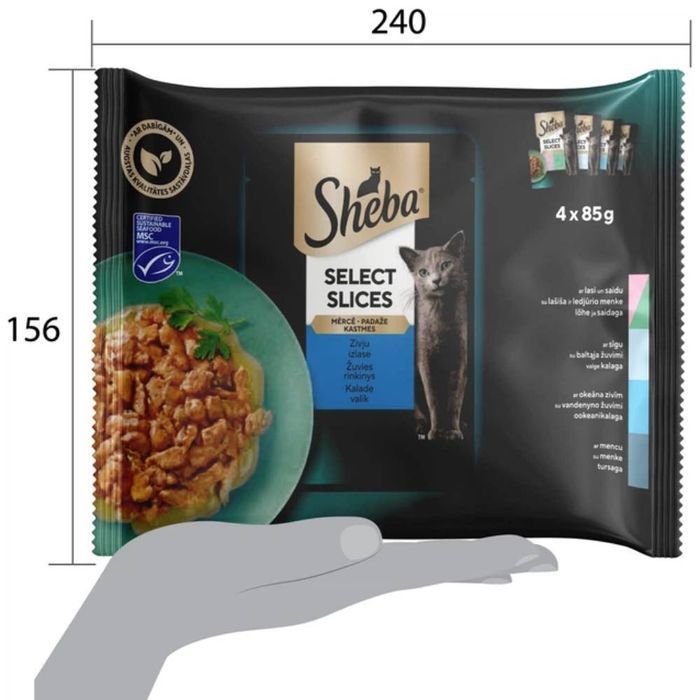 Набор влажного корма для кошек Sheba Select Slices 4 х 85 г - рыбное ассорти - masterzoo.ua