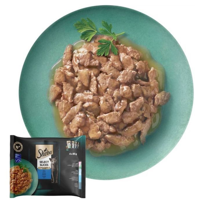 Набор влажного корма для кошек Sheba Select Slices 4 х 85 г - рыбное ассорти - masterzoo.ua