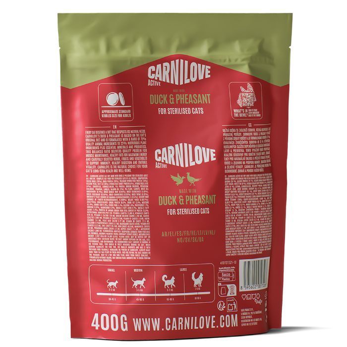 Сухий корм для котів Carnilove Active Sterilised 400 г - качка та фазан - masterzoo.ua