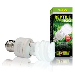 Компактна люмінесцентна лампа Exo Terra «Reptile UVB 100» для опромінення променями УФ-В спектра 13 W, E27 (для опромінення) - masterzoo.ua