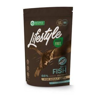 Cухий корм для котів Nature's Protection Lifestyle Adult Grain Free 400 г - біла риба - masterzoo.ua