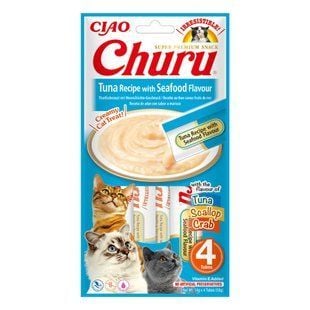 Лакомство для кошек Inaba Churu 4 шт х 14 г - тунец и морепродукты - masterzoo.ua
