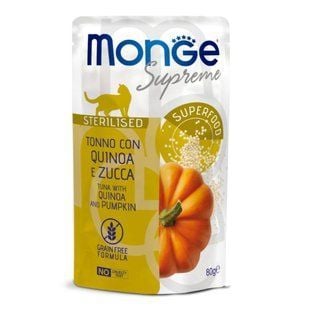 Влажный корм для кошек Monge Supreme Sterilised 80 г - тунец, киноа и тыква - masterzoo.ua