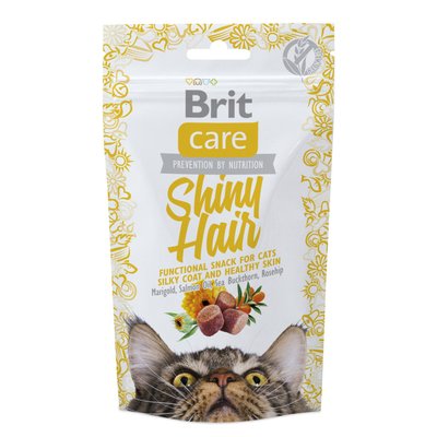 Ласощі для котів Brit Care Functional Snack Shiny Hair 50 г (для шкіри та шерсті) - masterzoo.ua