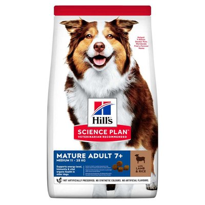 Сухой корм для взрослых собак средних пород старше 7 лет Hills Science Plan Mature Adult 7+ Medium Breed 14 кг (ягнёнок) - masterzoo.ua