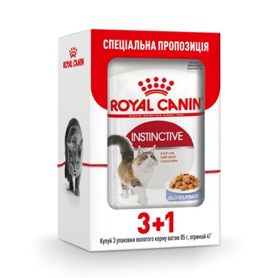Вологий корм для котів Royal Canin Instinctive Jelly pouch 85 г, 3+1 шт - домашня птиця - masterzoo.ua