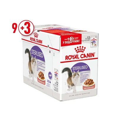 Вологий корм для котів Royal Canin Sterilised Gravy pouch 9+3 шт х 85 г - masterzoo.ua