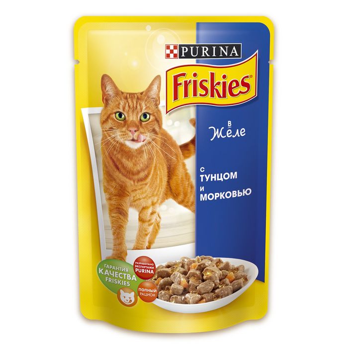 Влажный корм для кошек Friskies Tuna & Carrot pouch 100 г (тунец и морковь) - masterzoo.ua