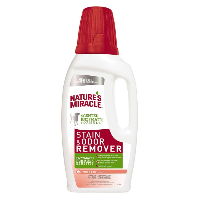 Знищувач Nature's Miracle «Stain & Odor Remover. Melon Burst Scent» для видалення плям і запахів від собак, з ароматом дині 946 мл - masterzoo.ua