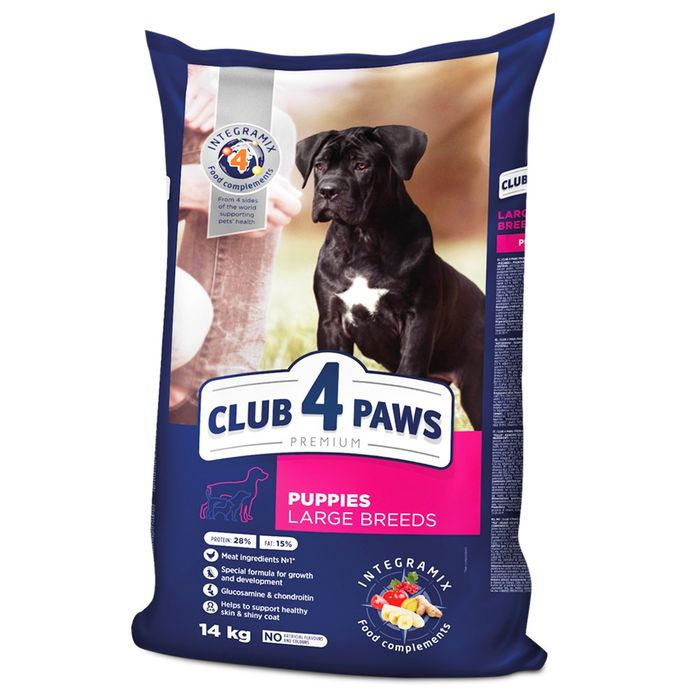 Сухой корм для щенков крупных пород Club 4 Paws Premium 14 кг (курица) - masterzoo.ua