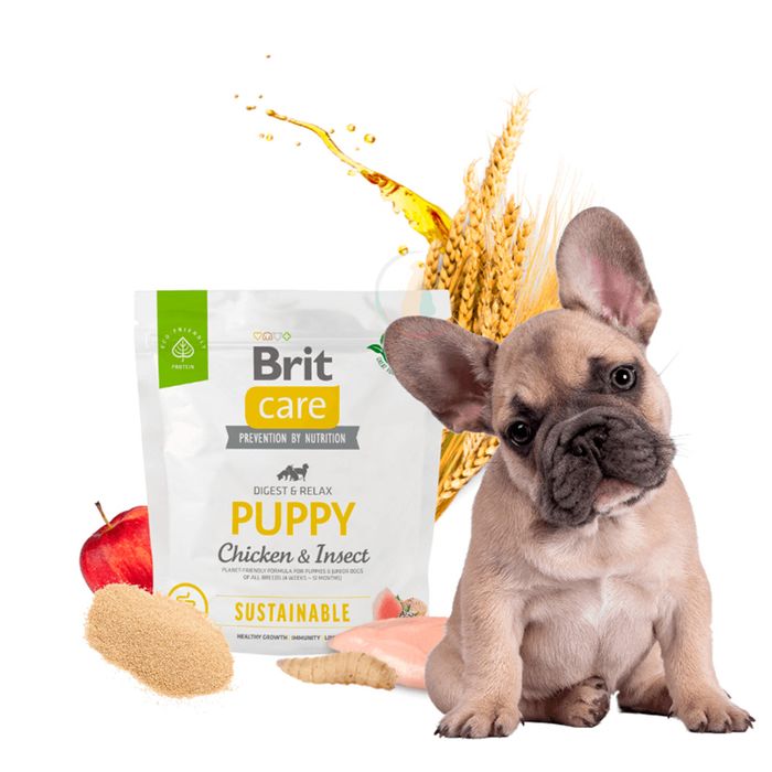 Сухий корм для цуценят всіх порід Brit Care Dog Sustainable Puppy 1 кг (курка та комахи) - masterzoo.ua