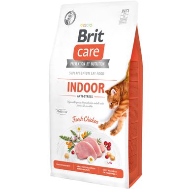 Сухий корм для котів, які мешкають в приміщенні Brit Care Cat GF Indoor Anti-stress 7 кг (курка) - masterzoo.ua