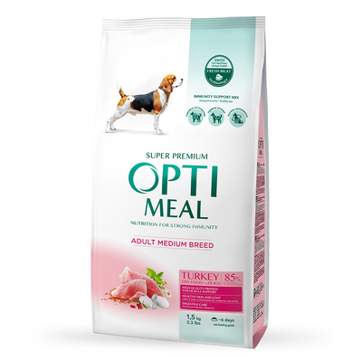 Сухой корм для взрослых собак средних пород Optimeal 1,5 кг (индейка) - masterzoo.ua