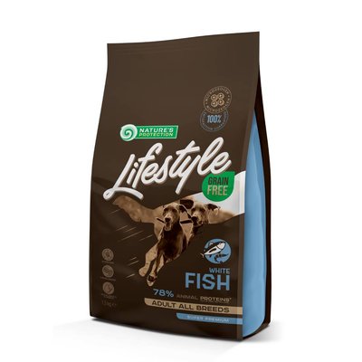 Сухой корм для собак Nature's Protection Lifestyle Grain Free Adult All Breeds 1,5 кг - белая рыба - masterzoo.ua