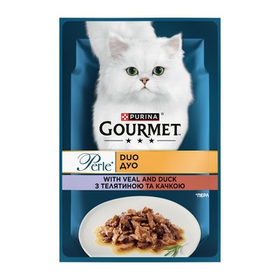 Вологий корм для котів Gourmet Perle 85 г pouch  - телятина та качка - masterzoo.ua