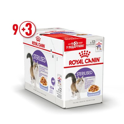 Вологий корм для котів pouch Royal Canin Sterilised Jelly pouch 85 г, 9+3 шт - домашня птиця - masterzoo.ua