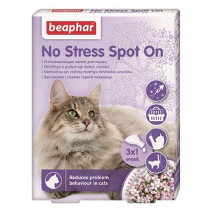 Капли на холку для кошек Beaphar «No Stress Spot On», 3 пипетки (успокаивающее средство) - masterzoo.ua