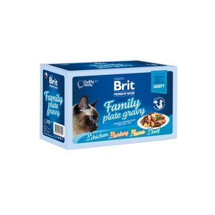 Набор влажного корма для котов Brit Premium Delicate Fillets in Gravy Family Plate 12 шт x 85 г - ассорти - masterzoo.ua