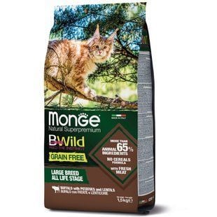 Сухой корм для кошек Monge Bwild Grain Free Large Breed Kitten & Adult 1,5 кг - буйвол - masterzoo.ua