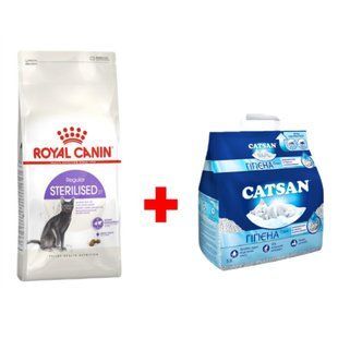 Сухий корм для котів Royal Canin Sterilised 37 4 кг + Мінеральний наповнювач Catsan Гігієна Плюс 5 л - без аромату - masterzoo.ua